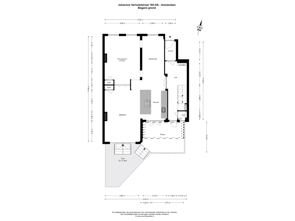 View floorplan of Begane grond of Johannes Verhulststraat 165-H