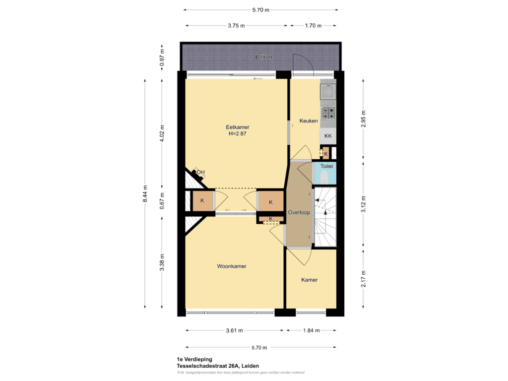 Bekijk plattegrond van 1e Verdieping van Tesselschadestraat 26-A