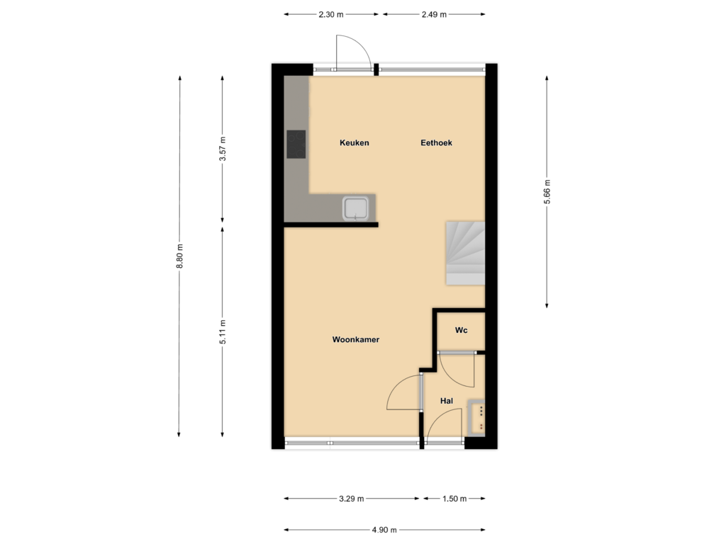 View floorplan of Begane grond of Everstein 35