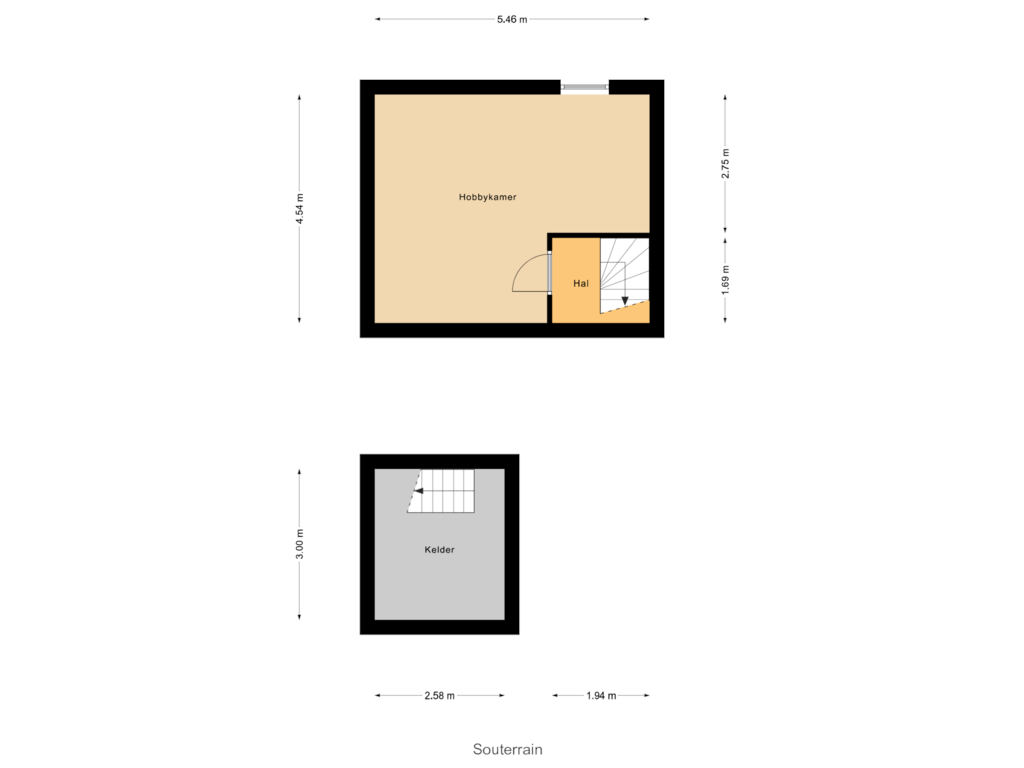 Bekijk plattegrond van Souterrain van Oude Zwolsestraat 2