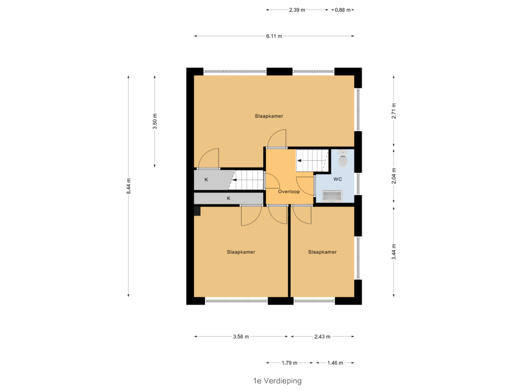 Bekijk plattegrond van 1e Verdieping van Oude Zwolsestraat 2