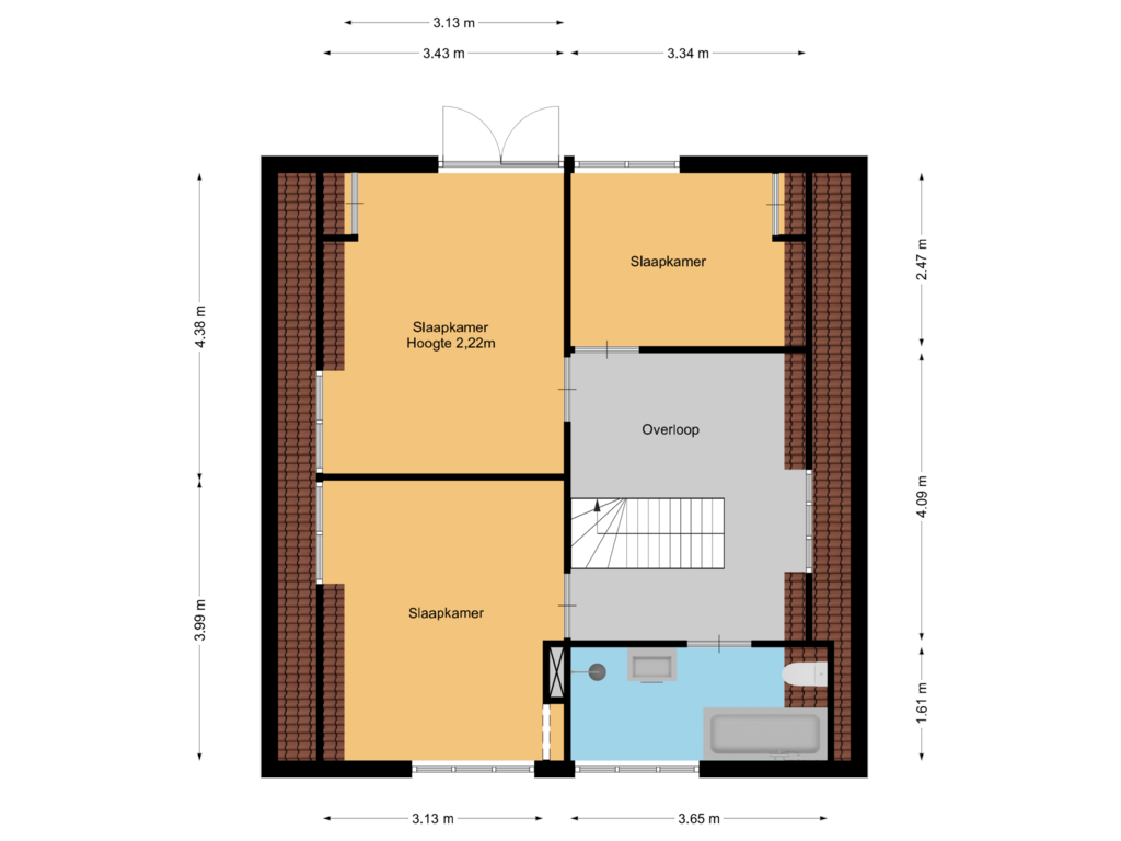 View floorplan of 1e verdieping of Parklaan 5