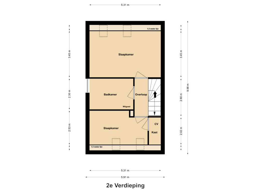 View floorplan of 2e Verdieping of Steenstraat 9-B