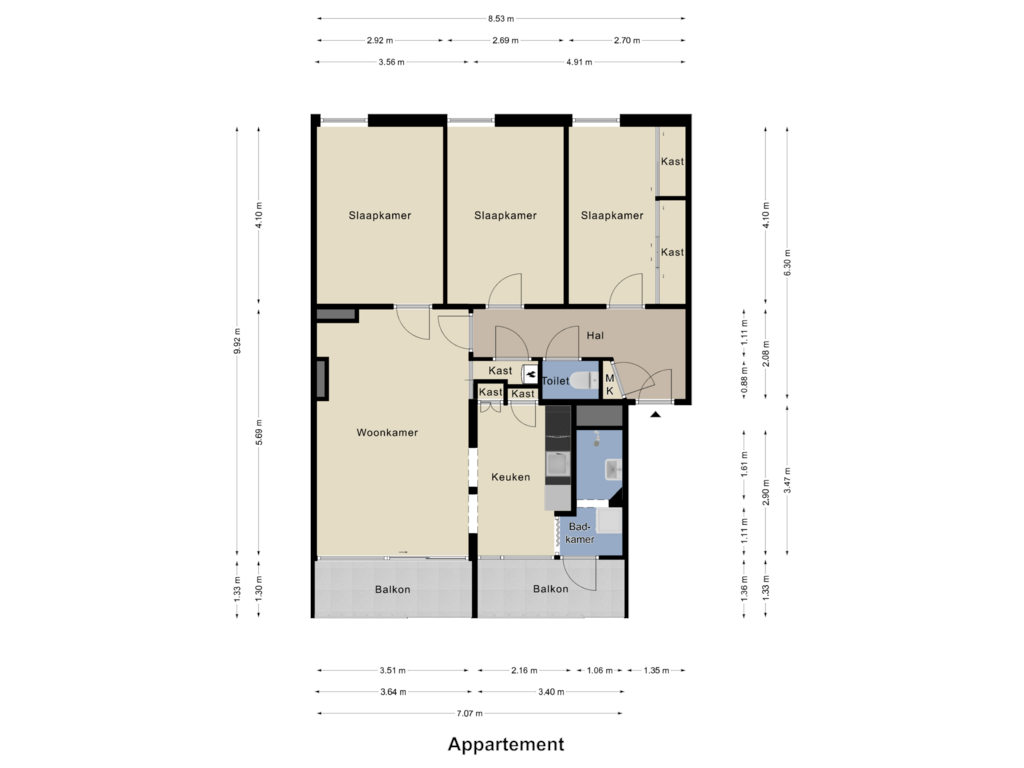 Bekijk plattegrond van Appartement van Herenstraat 125