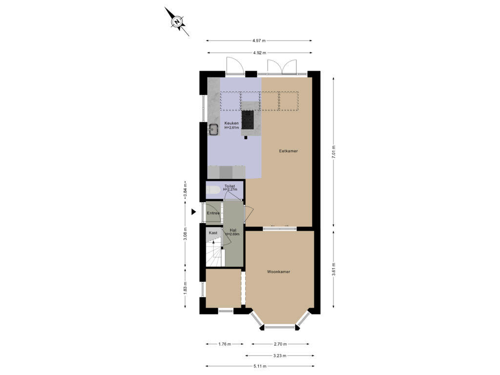 Bekijk plattegrond van Begane Grond van Marsstraat 50