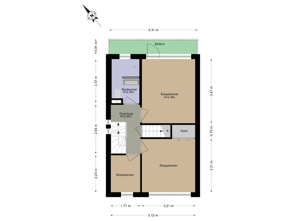 Bekijk plattegrond van 1e Verdieping van Marsstraat 50