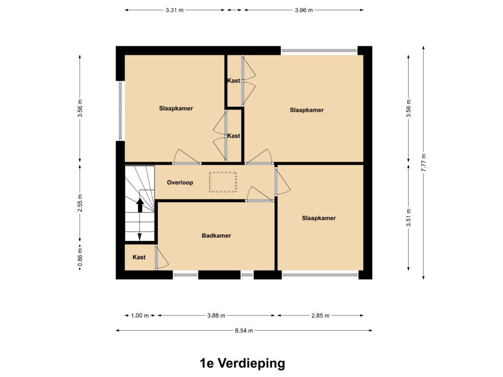 Bekijk plattegrond van 1e Verdieping van Rector Mulderstraat 3