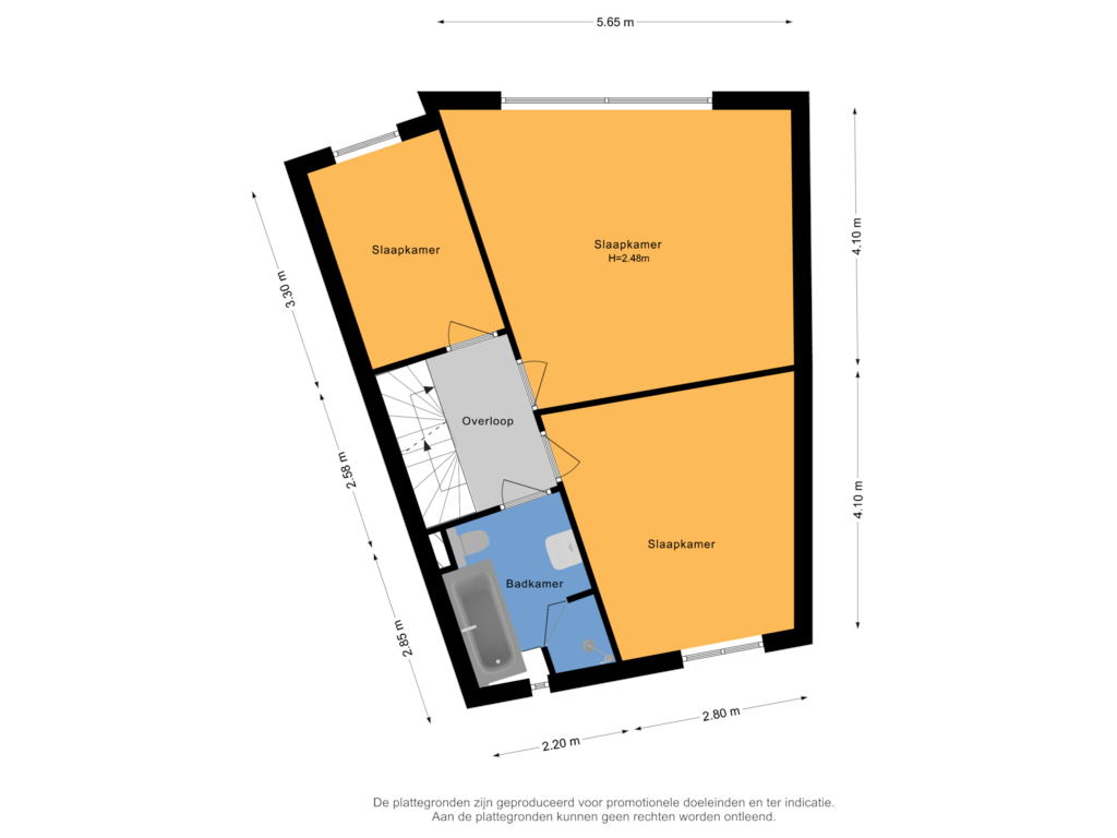 View floorplan of 1e verdieping of Jan van Nuijshof 15