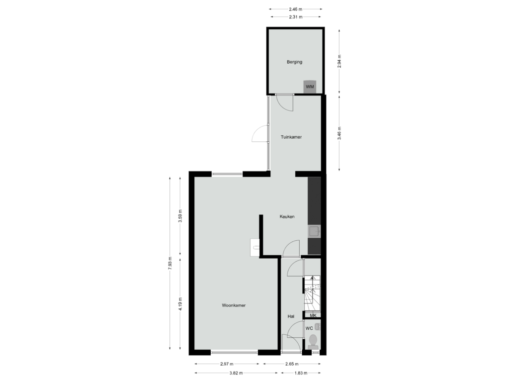 Bekijk plattegrond van Begane grond van Burgemeester Geradtsstraat 61