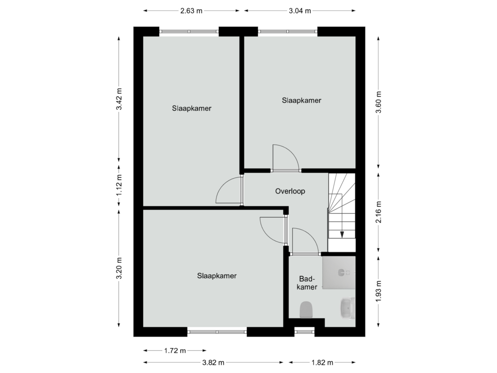 Bekijk plattegrond van Eerste verdieping van Burgemeester Geradtsstraat 61