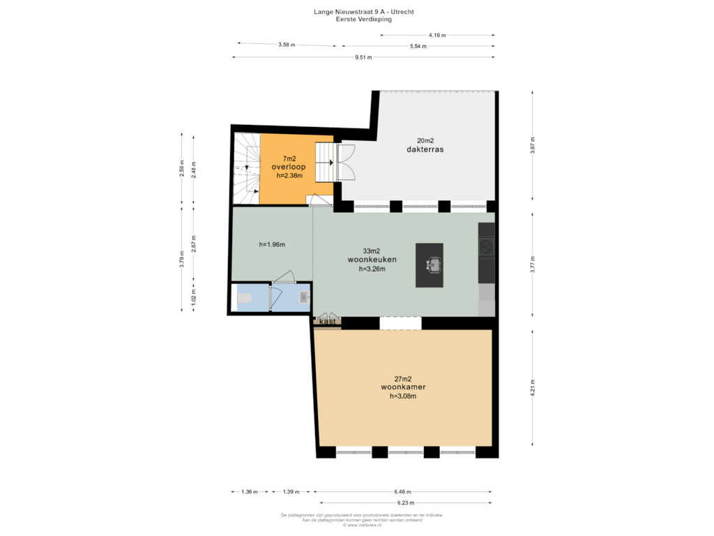 View floorplan of EERSTE VERDIEPING of Lange Nieuwstraat 9-A