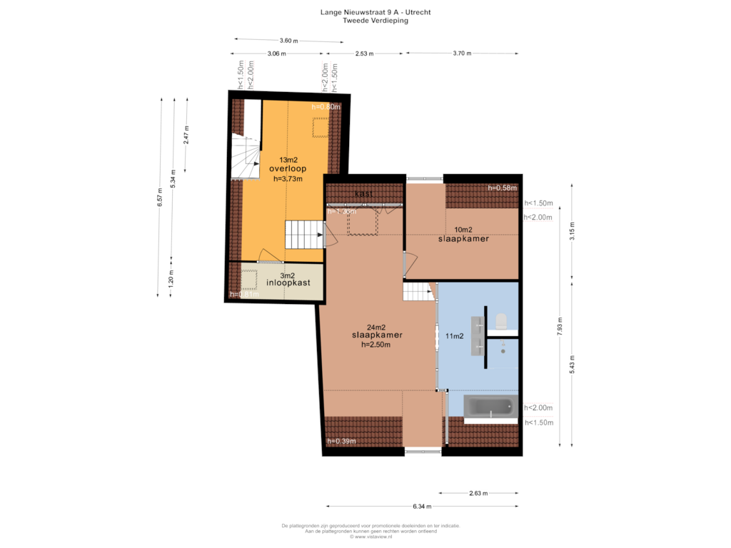 View floorplan of TWEEDE VERDIEPING of Lange Nieuwstraat 9-A