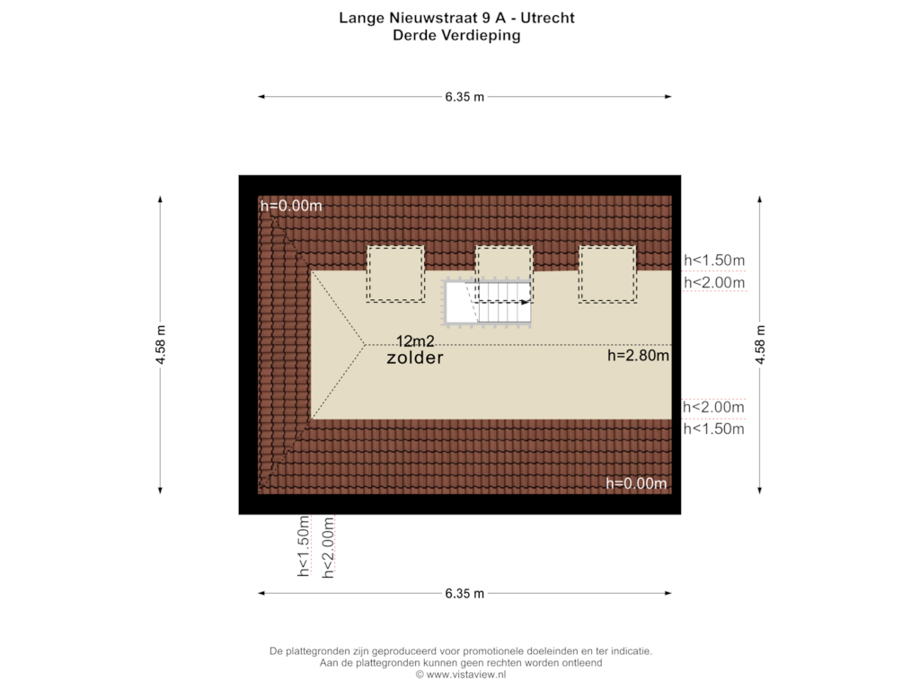 View floorplan of DERDE VERDIEPING of Lange Nieuwstraat 9-A