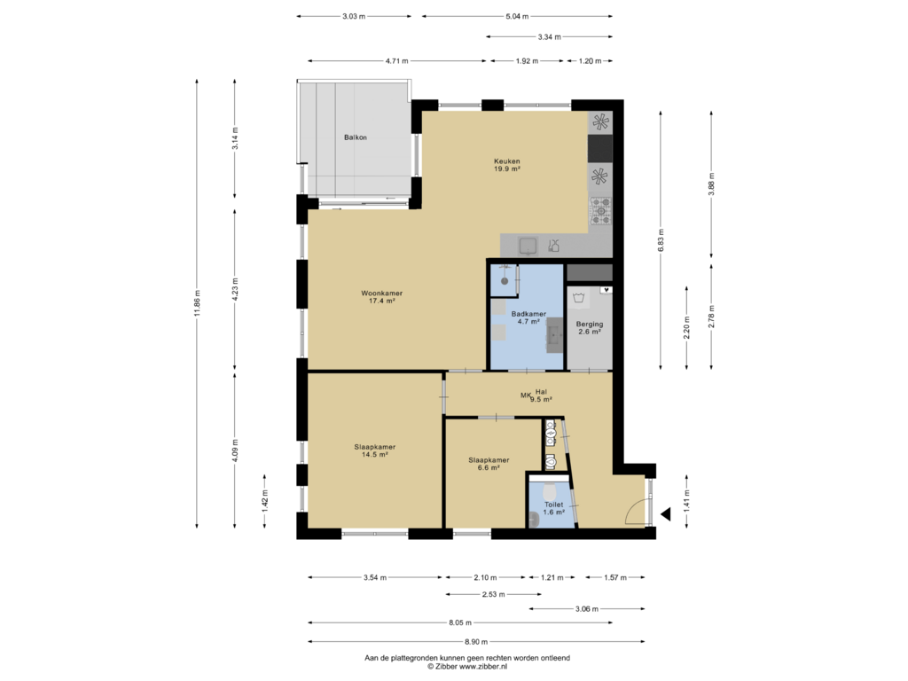 View floorplan of Appartement of Notaris van Puttenstraat 37