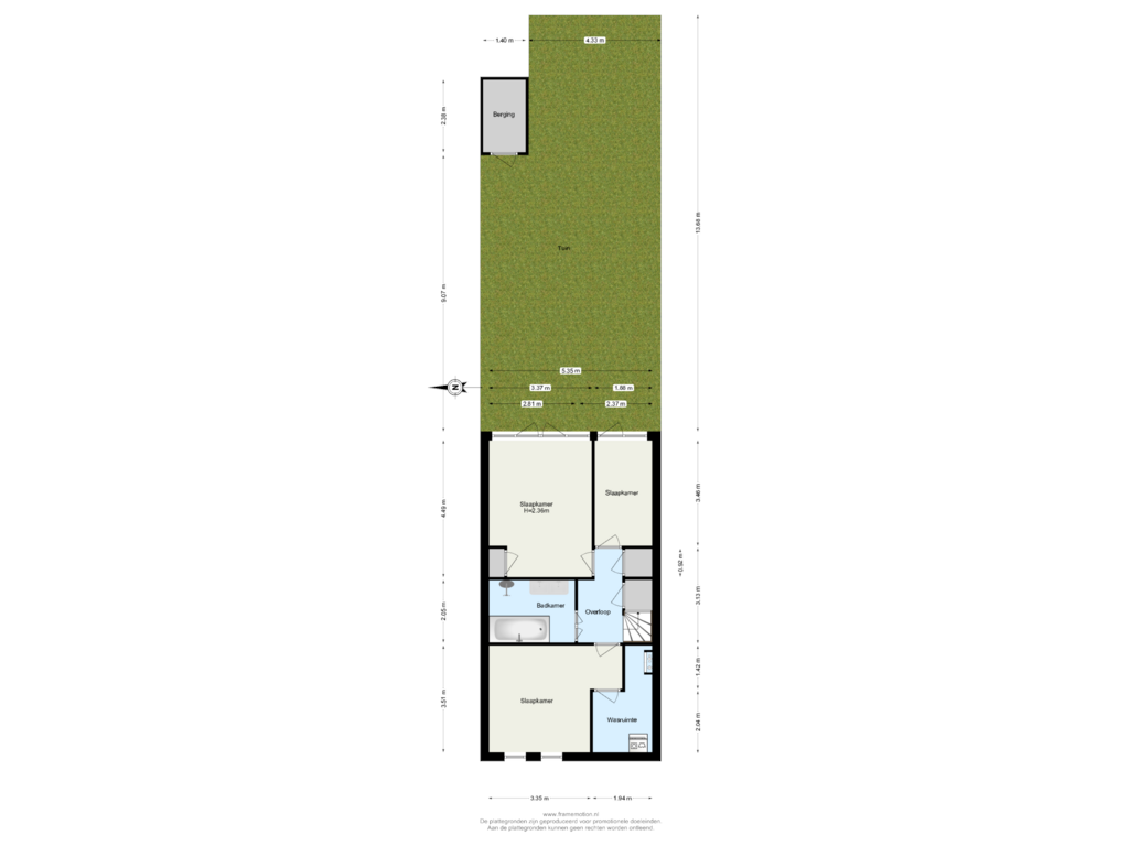 Bekijk plattegrond van Souterrain tuin van Groene Hilledijk 398-A