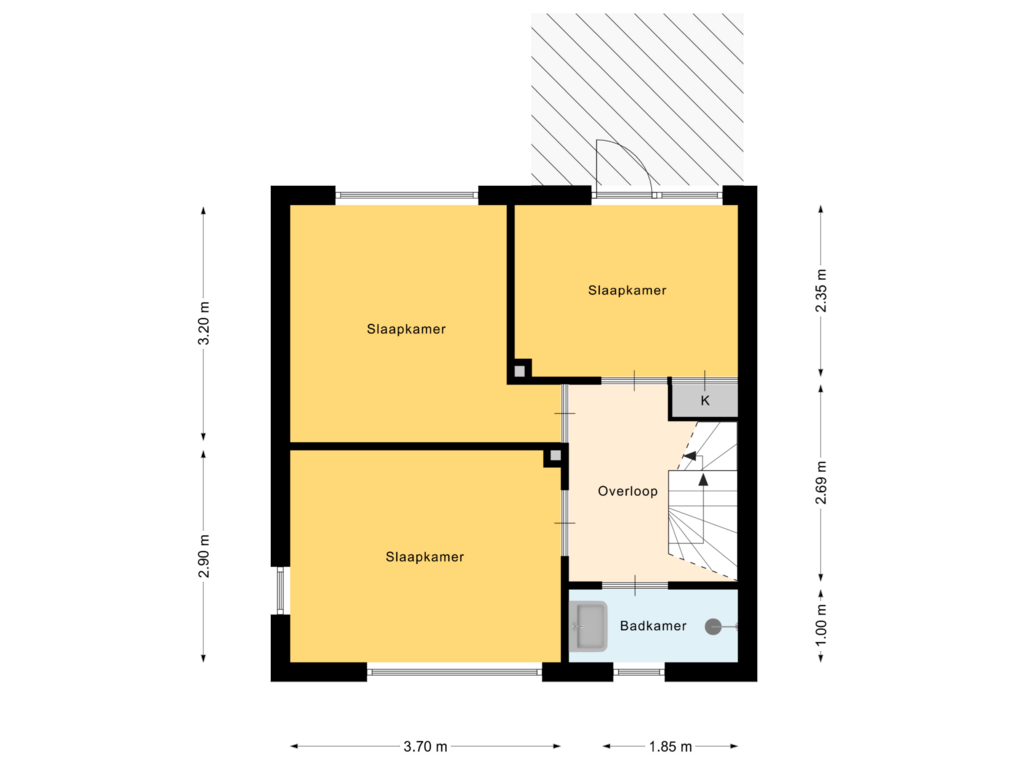 View floorplan of 1e Verdieping of Mariastraat 20