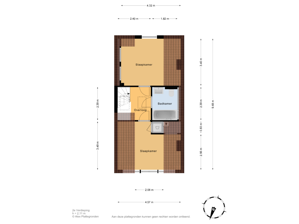 View floorplan of 2e Verdieping of Oostplein 7