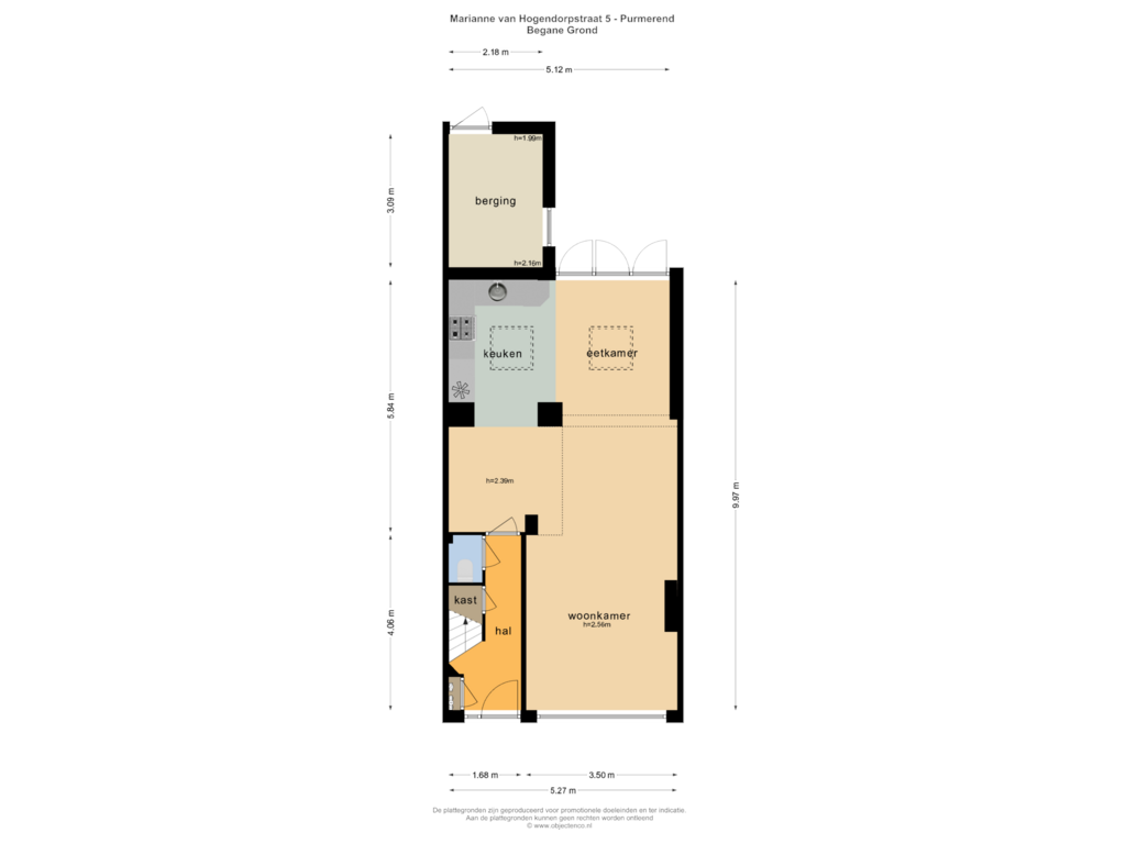 Bekijk plattegrond van BEGANE GROND van Marianne van Hogendorpstraat 5