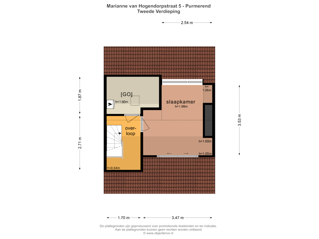 Bekijk plattegrond van TWEEDE VERDIEPING van Marianne van Hogendorpstraat 5