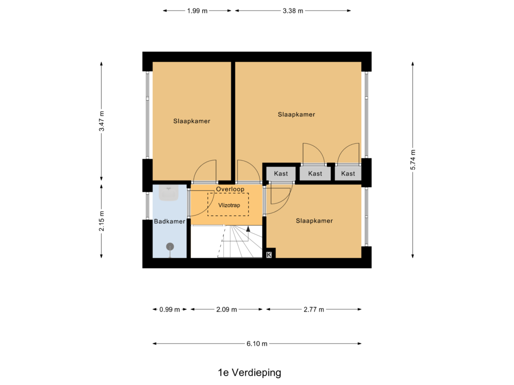 Bekijk plattegrond van 1e Verdieping van Esdoornstraat 6