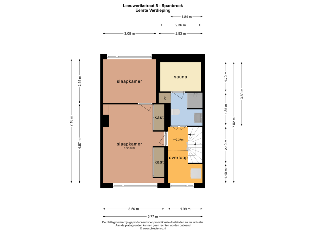 View floorplan of EERSTE VERDIEPING of Leeuwerikstraat 5