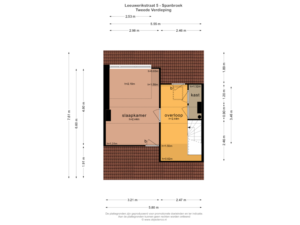 View floorplan of TWEEDE VERDIEPING of Leeuwerikstraat 5