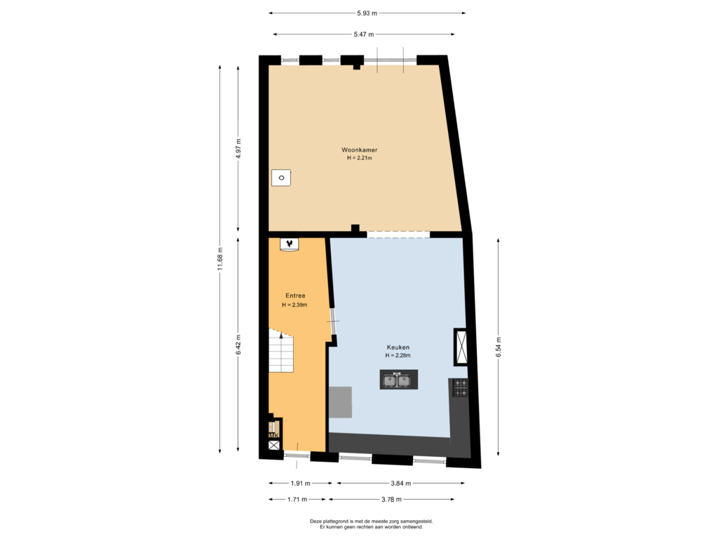 Bekijk plattegrond van Begane grond van Lange Weistraat 15