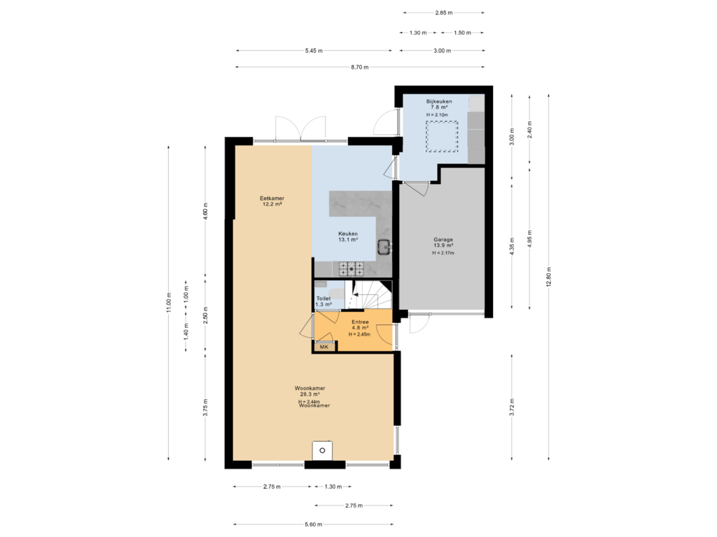 Bekijk plattegrond van Begane grond van De Kaam 26