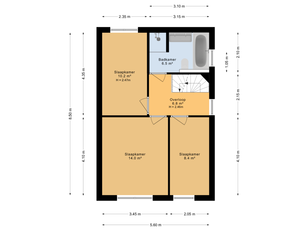 Bekijk plattegrond van 1e verdieping van De Kaam 26