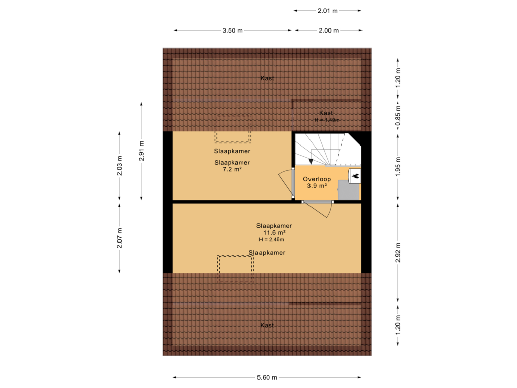 Bekijk plattegrond van 2e verdieping van De Kaam 26