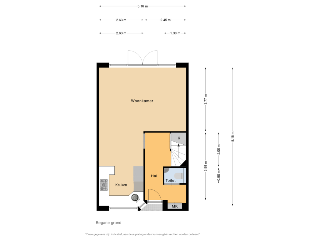 Bekijk plattegrond van Begane grond van Twentestraat 58