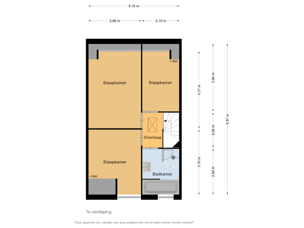 Bekijk plattegrond van 1e verdieping van Twentestraat 58