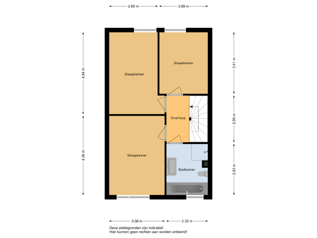 View floorplan of eerste verdieping of Cornelis Rienks de Boerstraat 37