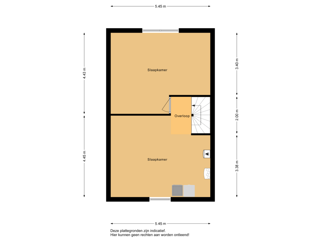 View floorplan of tweede verdieping of Cornelis Rienks de Boerstraat 37