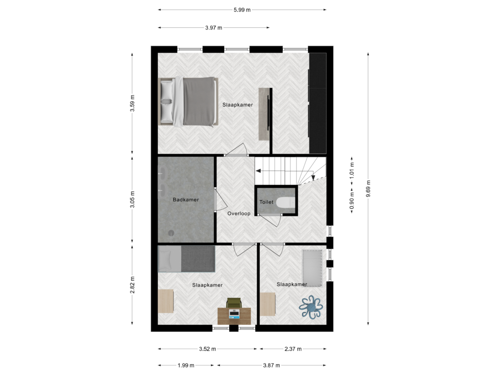 View floorplan of Eerste verdieping of Scheepswerflaan 15