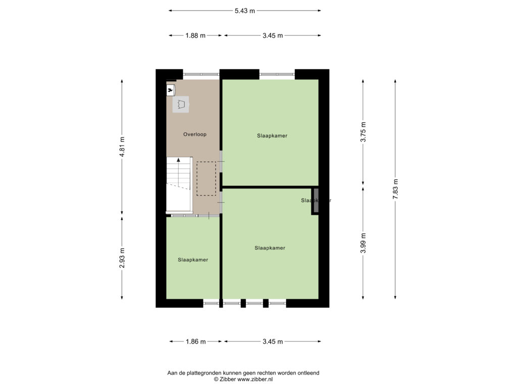 View floorplan of Tweede verdieping of St Gerarduslaan 53