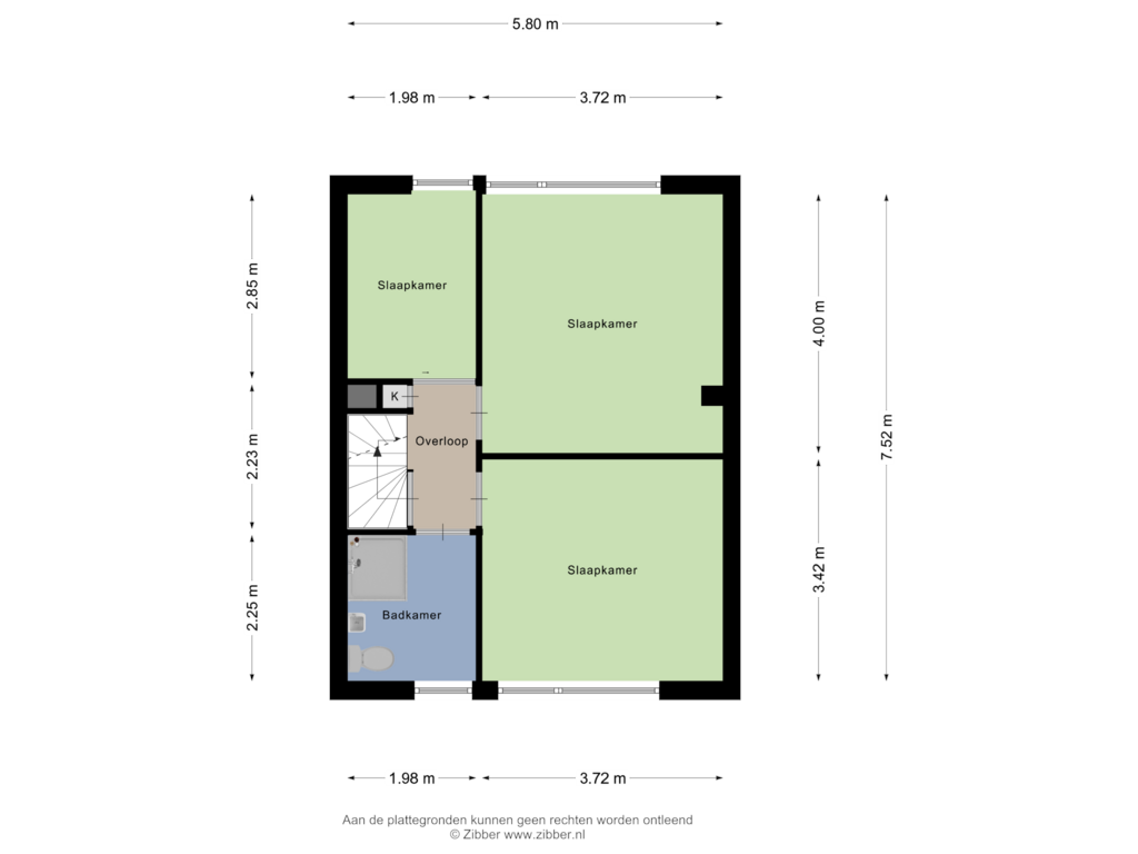 View floorplan of Eerste verdieping of De Vlaschaard 51