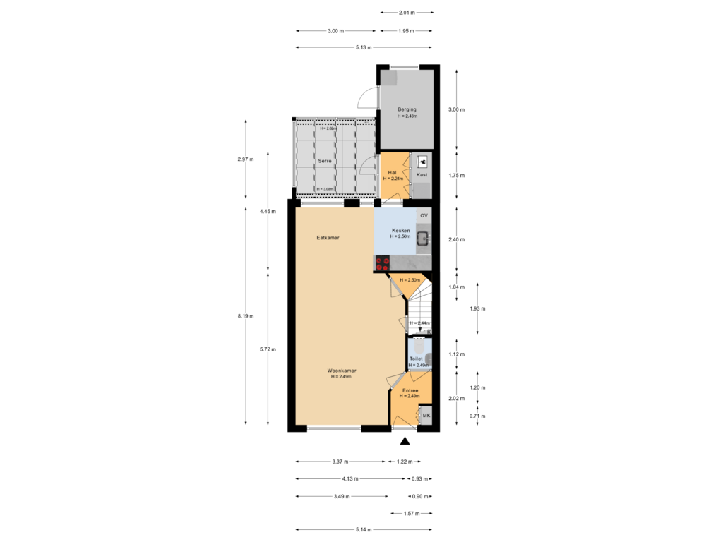 View floorplan of Begane grond of Gravin Jacobastraat 4