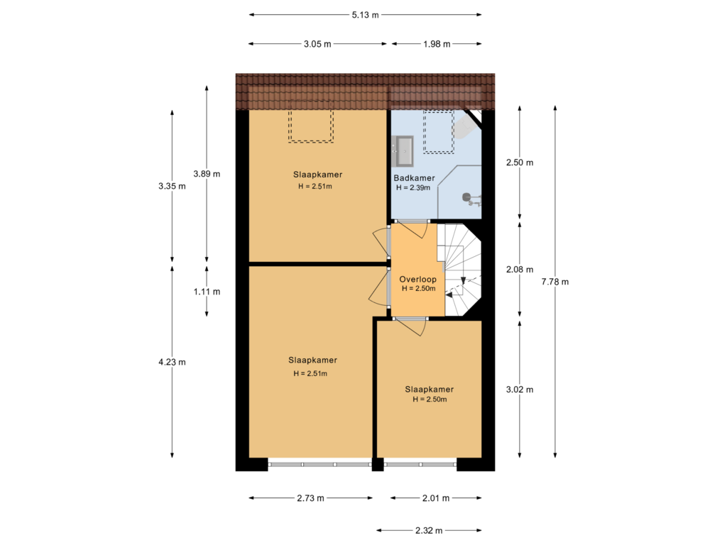 View floorplan of 1e verdieping of Gravin Jacobastraat 4