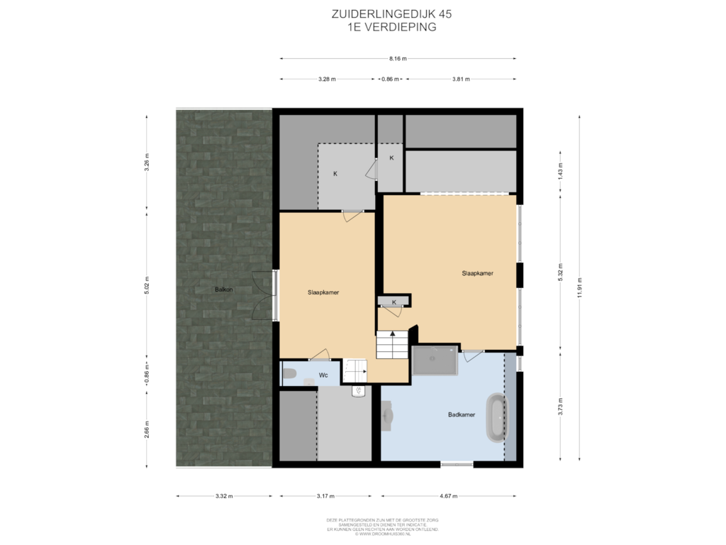 Bekijk plattegrond van 1E Verdieping van Zuiderlingedijk 45