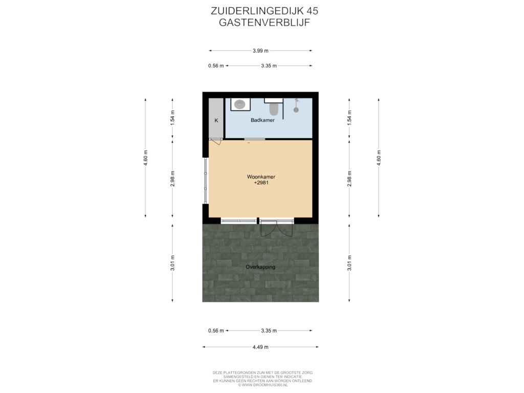 Bekijk plattegrond van Gastenverblijf van Zuiderlingedijk 45