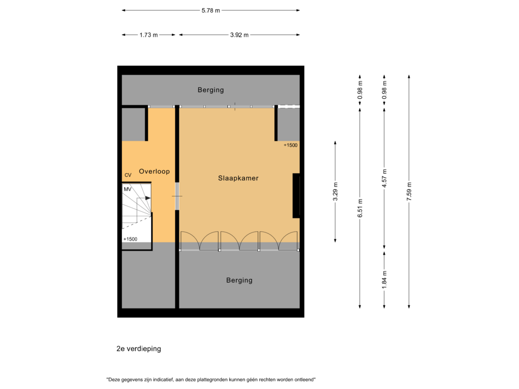 Bekijk plattegrond van 2e verdieping van Schiestraat 41