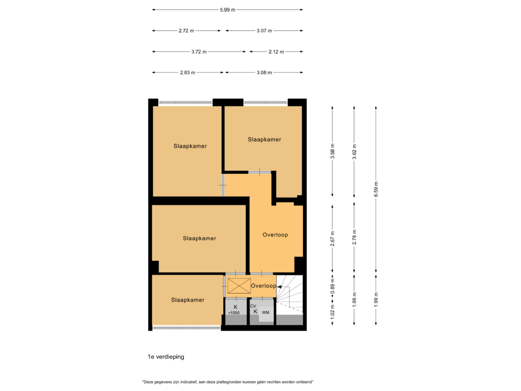 Bekijk plattegrond van 1e verdieping van Sionstraat 16