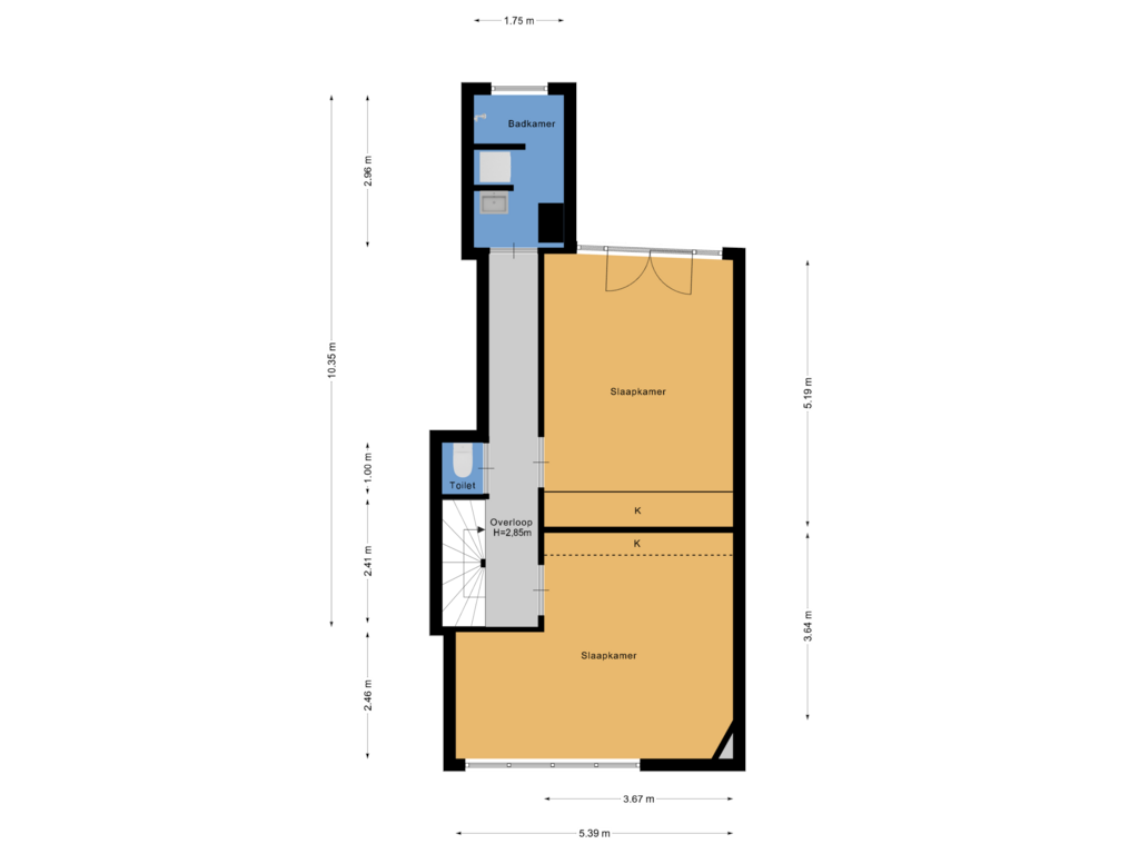 Bekijk plattegrond van Eerste verdieping van Wittevrouwensingel 69