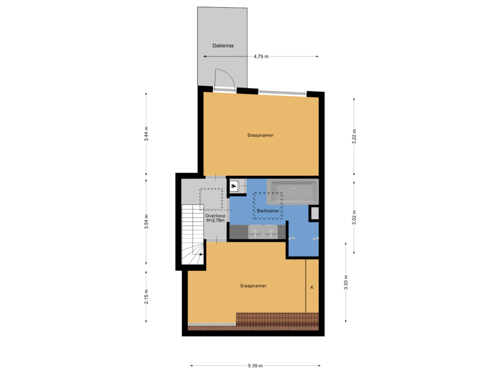 Bekijk plattegrond van Tweede verdieping van Wittevrouwensingel 69