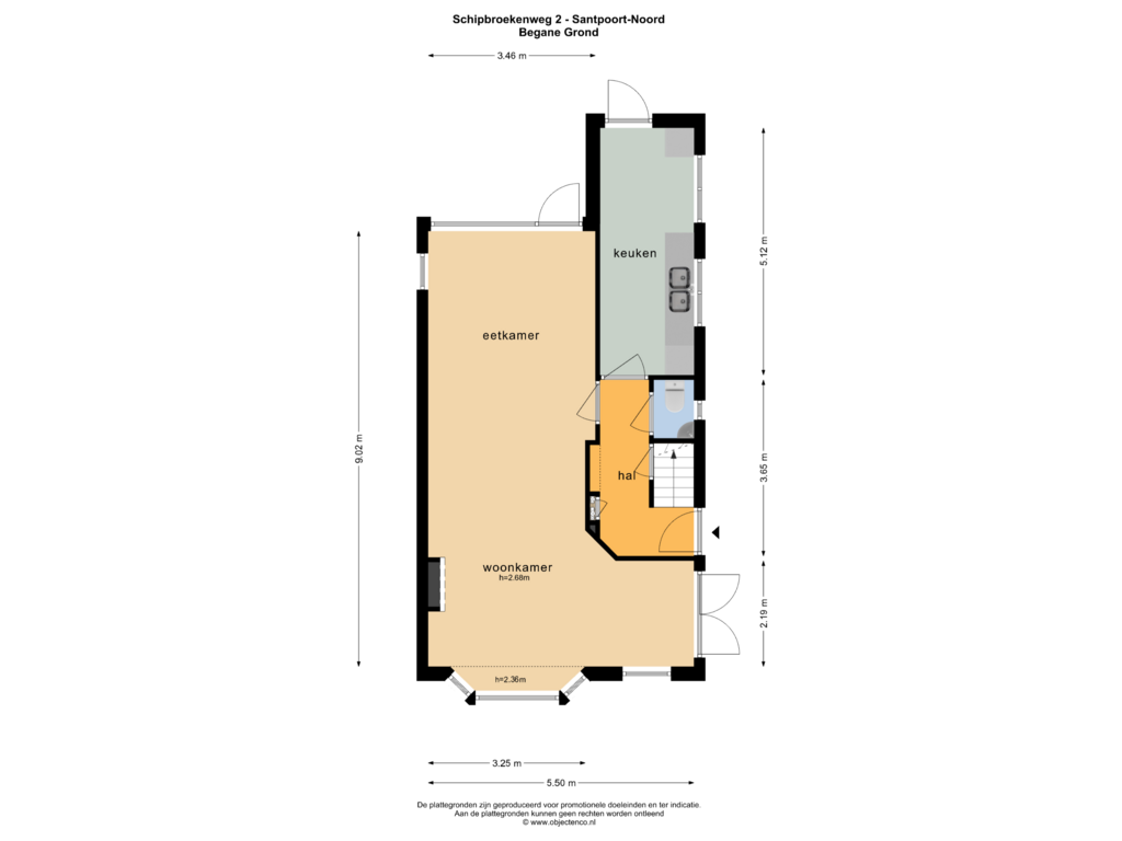 View floorplan of BEGANE GROND of Schipbroekenweg 2