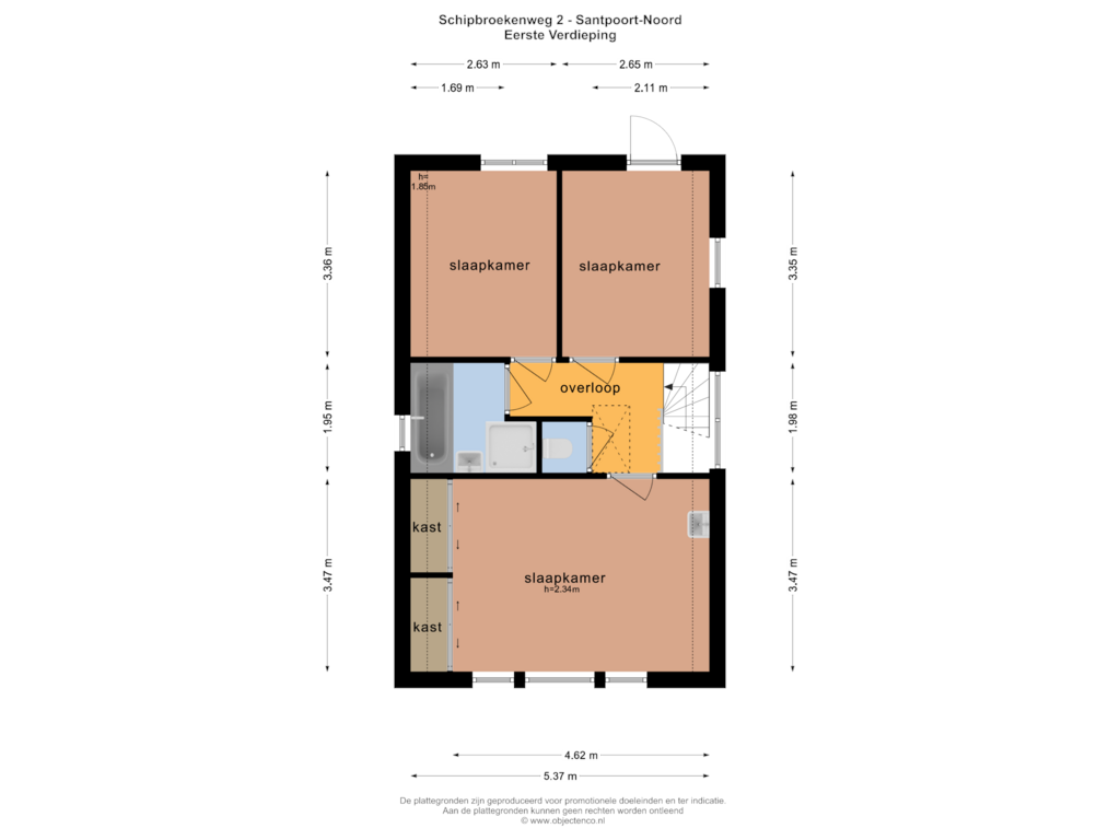 View floorplan of EERSTE VERDIEPING of Schipbroekenweg 2