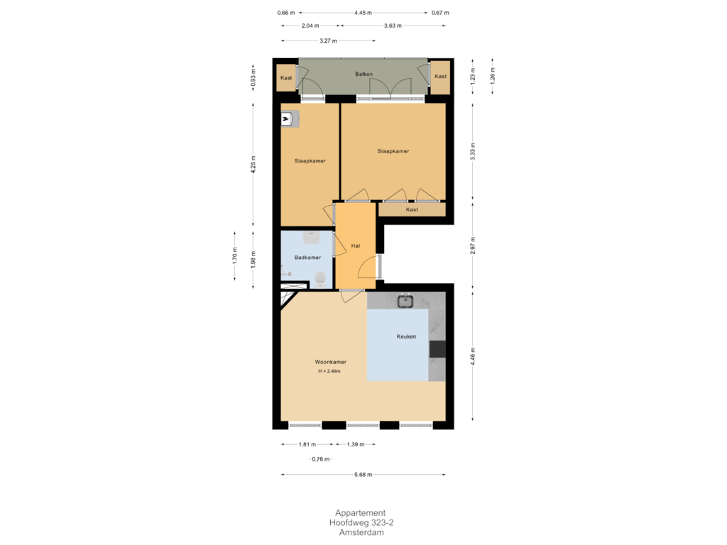 View floorplan of Appartement of Hoofdweg 323-2