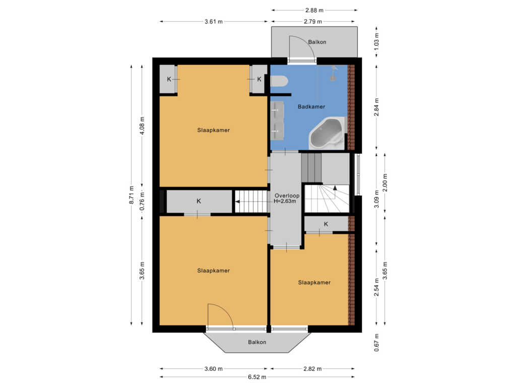 Bekijk plattegrond van Eerste verdieping van Huizerweg 65