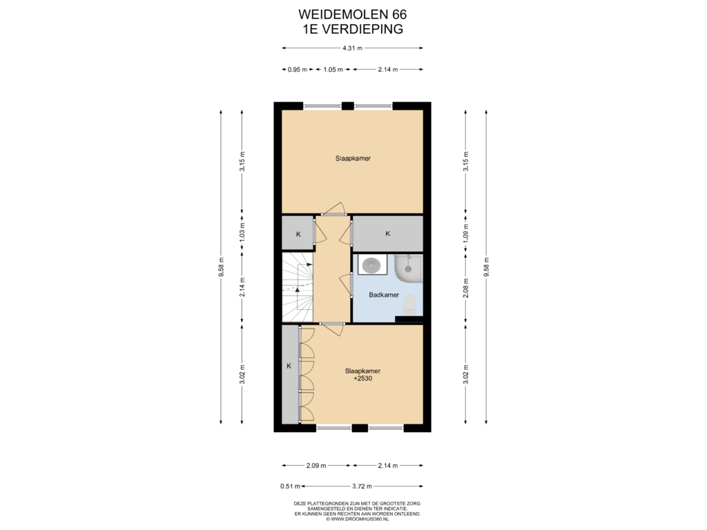 Bekijk plattegrond van 1E Verdieping van Weidemolen 66